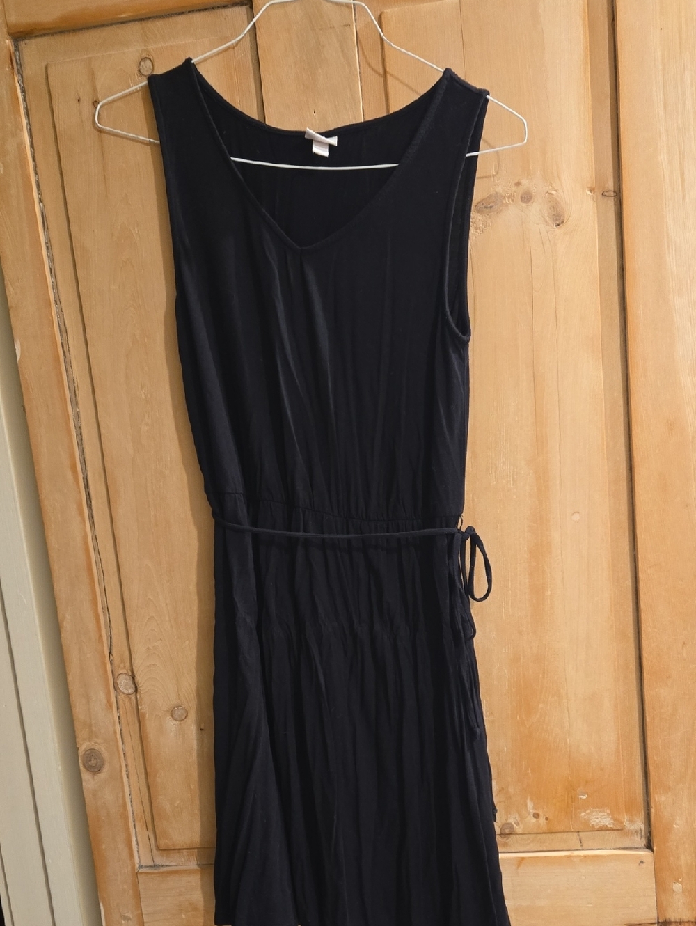 Merona Black Sleeveless V-Neck Tie-Waist Midi Dress